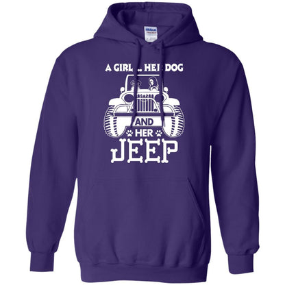 Dog Lover T-shirt A Girl Her Dog And Her Jeep Purple
