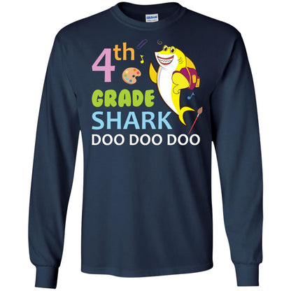 4th Grade Shark Doo Doo Doo Back To School T-shirt Navy