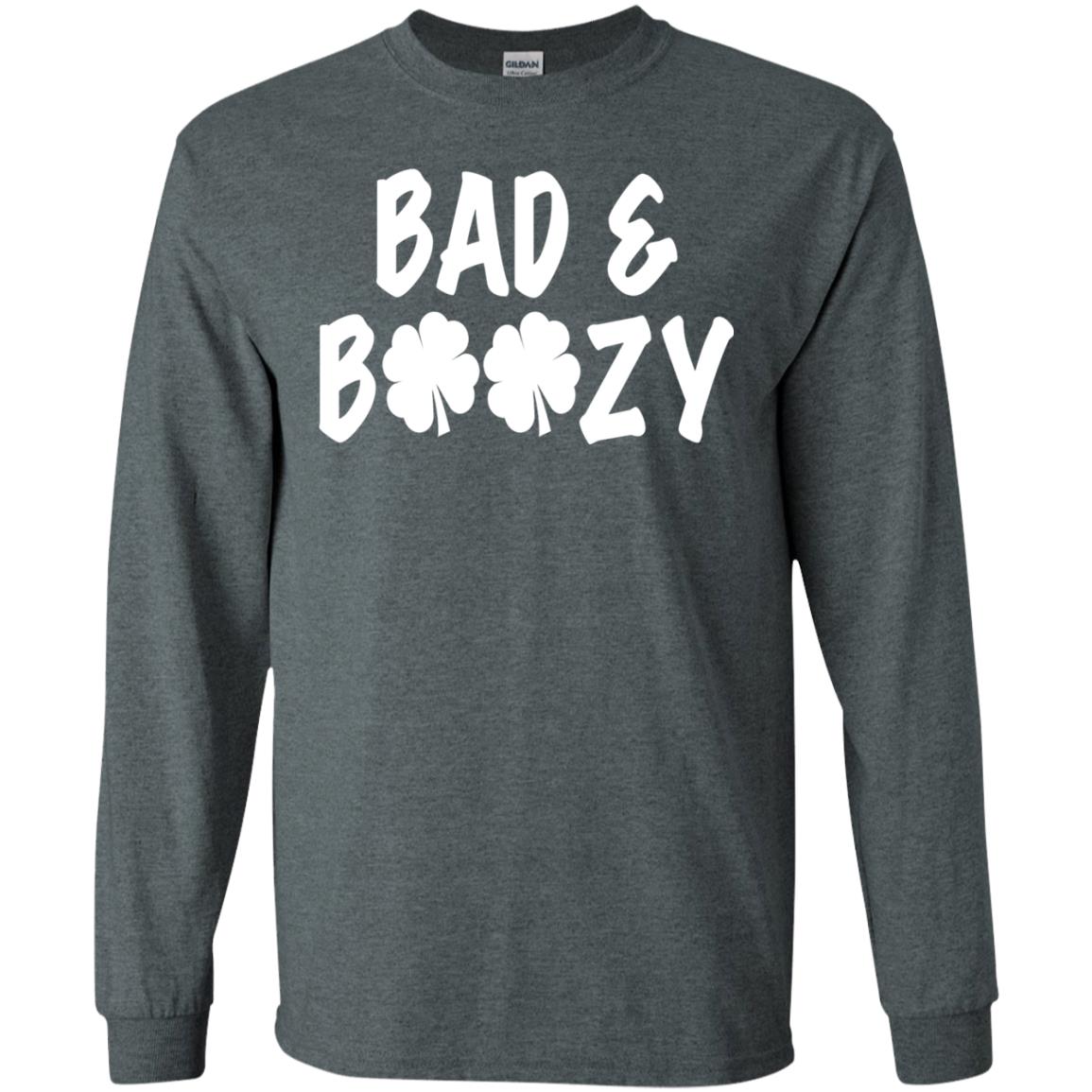 Bad And Boozy St. Patrick_s Day T-shirt Dark Heather