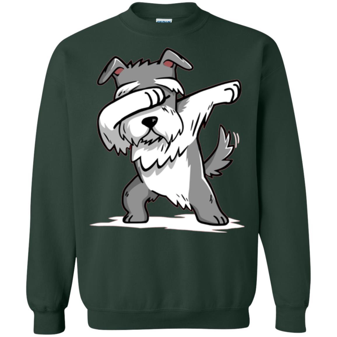 Dog Lover T-shirt Miniature Schnauzer Cute Dabbing Forest Green