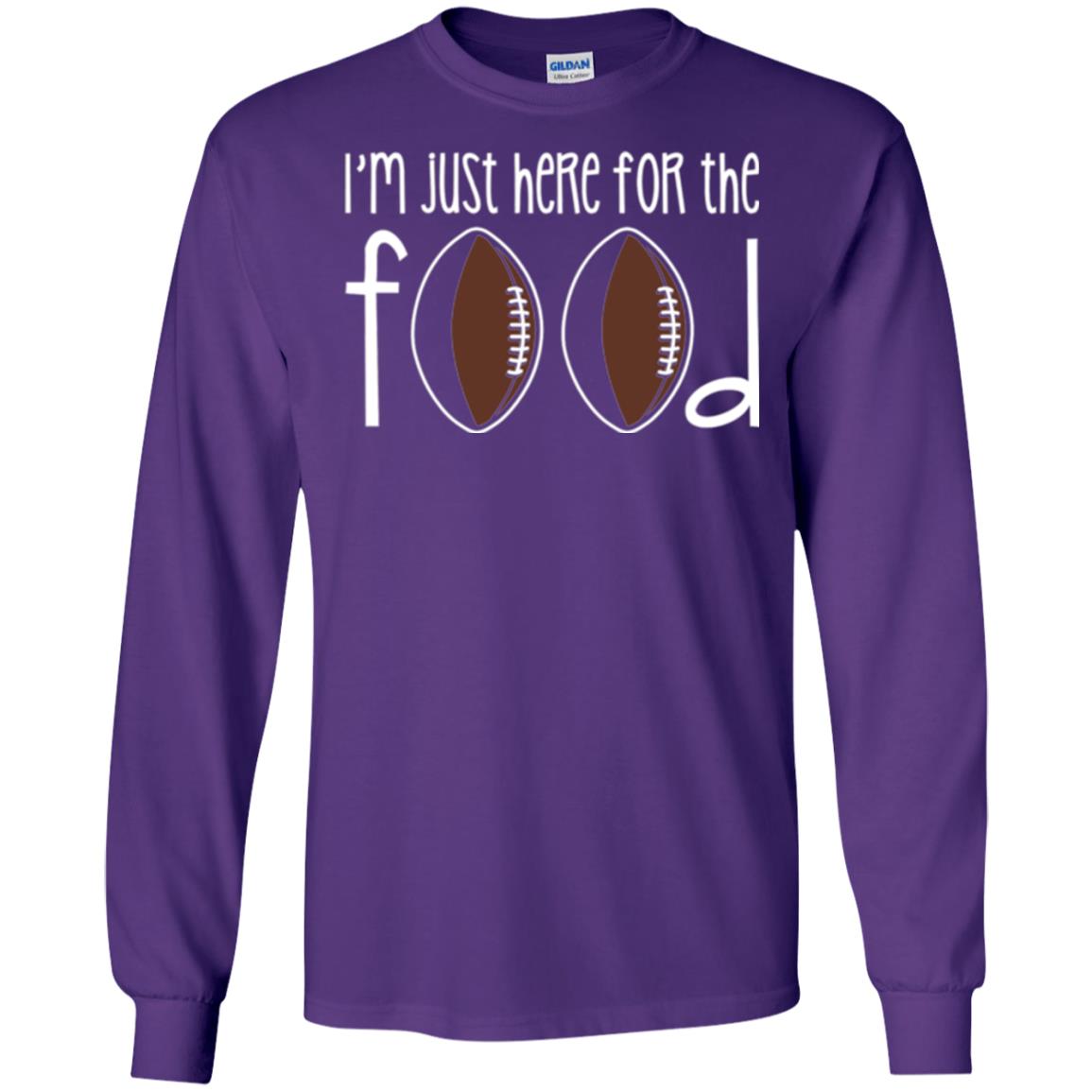 Football Lover T-shirt I_m Just Here For The Food Purple