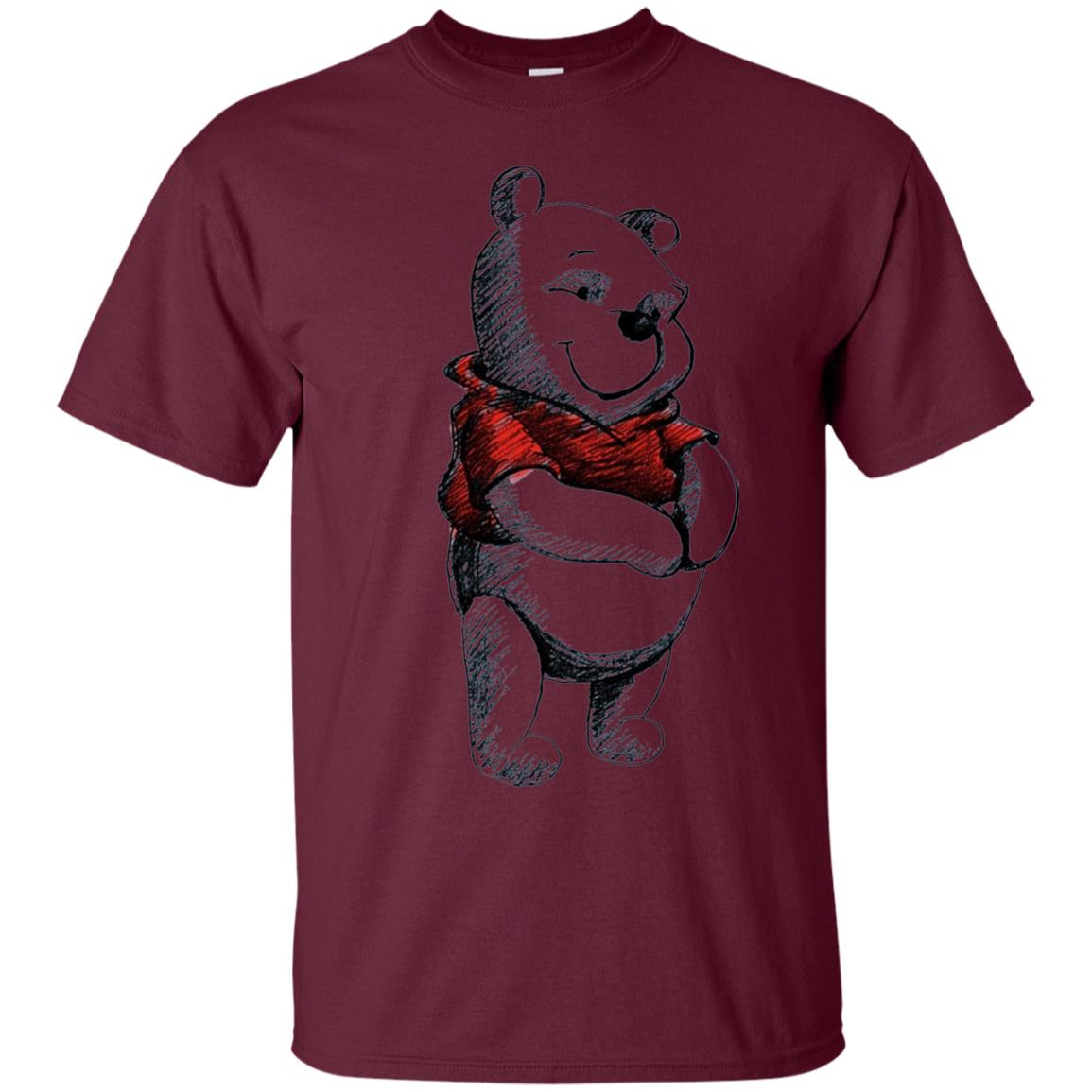 Sketch Of Winnie The Pooh Movie Lover T-shirt Maroon