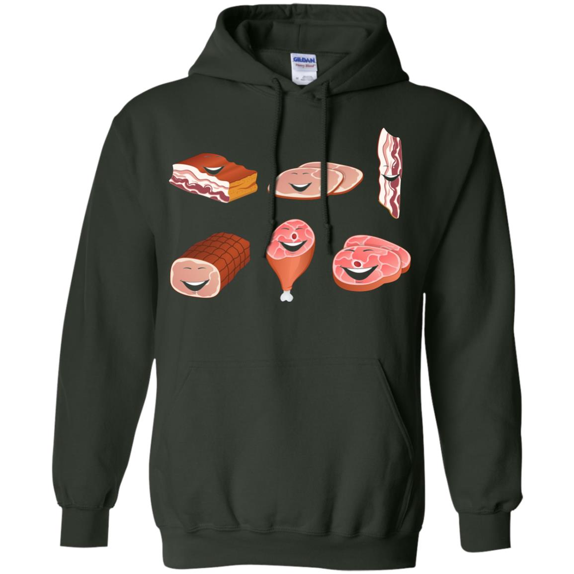 Funny Bbq T-shirt Meat Family Forest Green