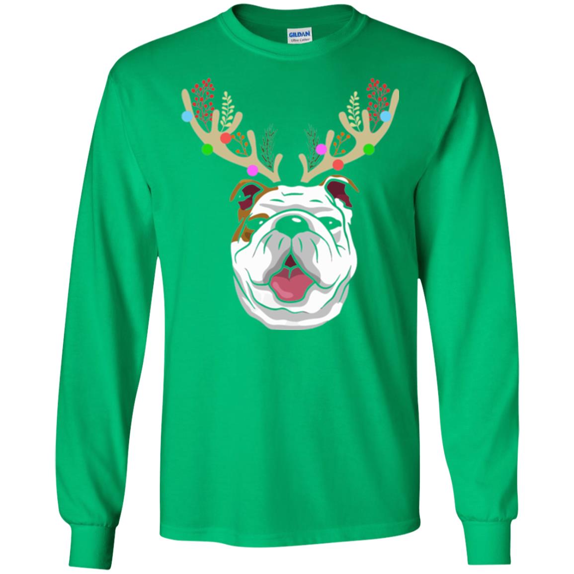 Dog Lovers T-shirt Funny Bulldogs With Antlers Irish Green