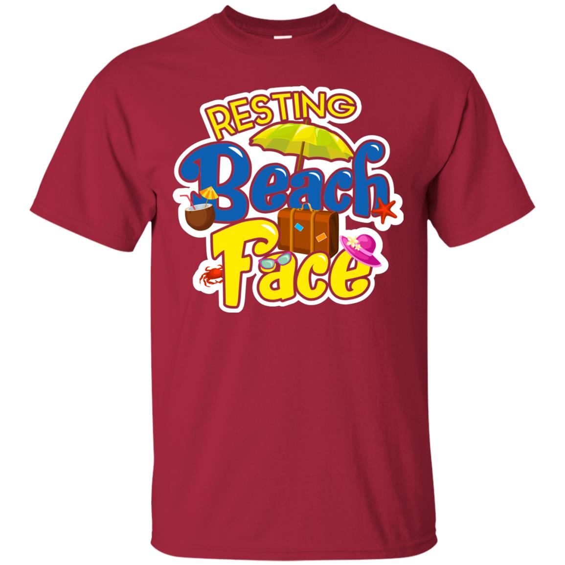 Resting Beach Face Summer Holiday T-shirt Cardinal