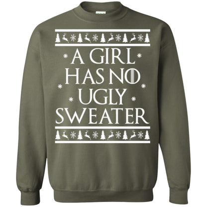 Christmas T-shirt A Girl Has No Ugly Sweater Military Green