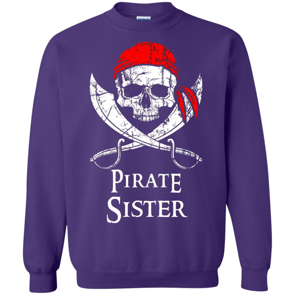 Family T-shirt Pirate Sister Jolly Roger Skull Crossbones Purple
