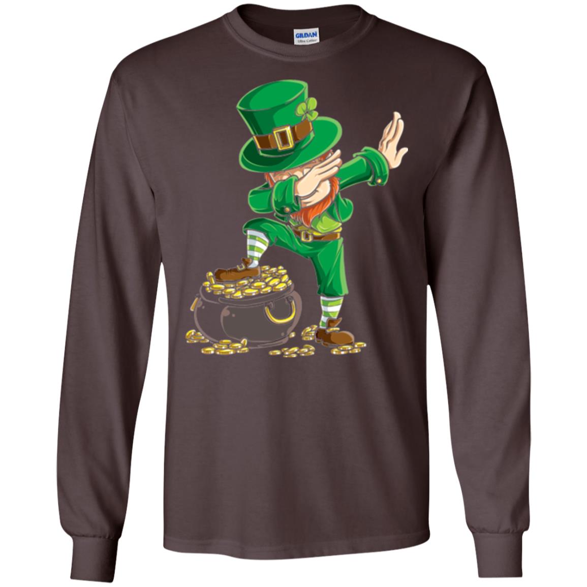 Dabbing Leprechaun Saint Patrick's Day T-shirt Dark Chocolate