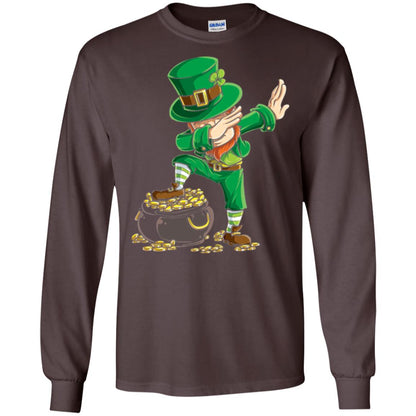 Dabbing Leprechaun Saint Patrick's Day T-shirt Dark Chocolate