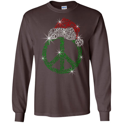 Peace Sign With Santa Ha Christmas Idea Gift Shirt Dark Chocolate