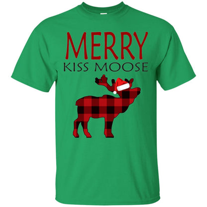 Christmas T-shirt Merry Kiss Moose Irish Green