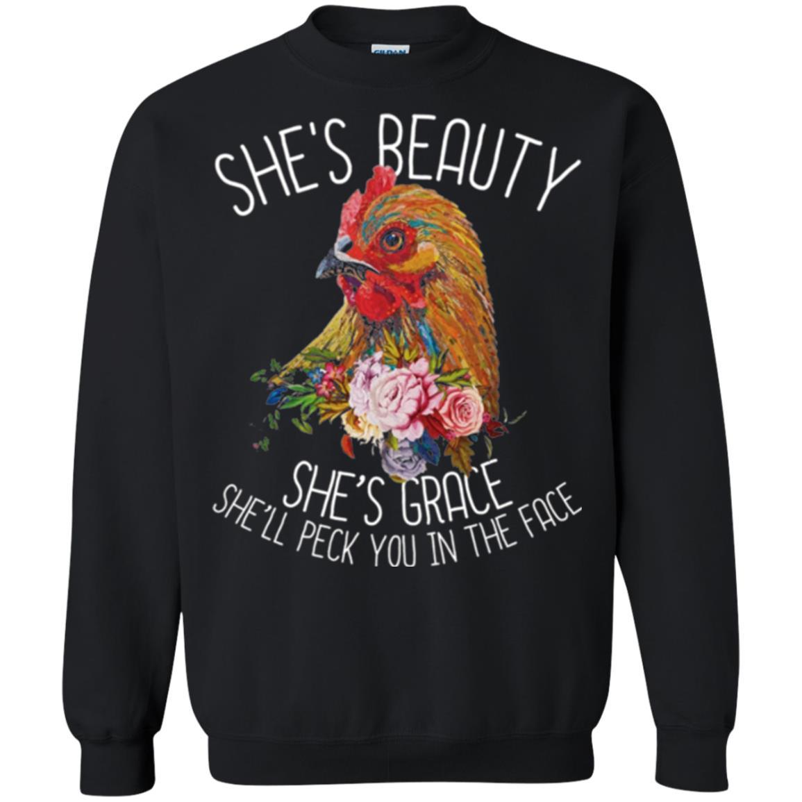 Chicken T-shirt She's Beauty She's Grace Black
