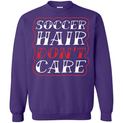 Soccer Hair Dont Care Funny Soccer T-shirt Purple