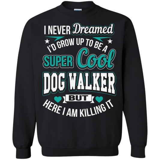 Funny Dog Walker T-shirt Super Cool Dog Walker Black