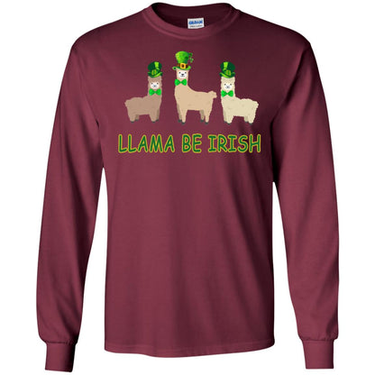 Llama Be Irish Ireland Gift Shirt Maroon
