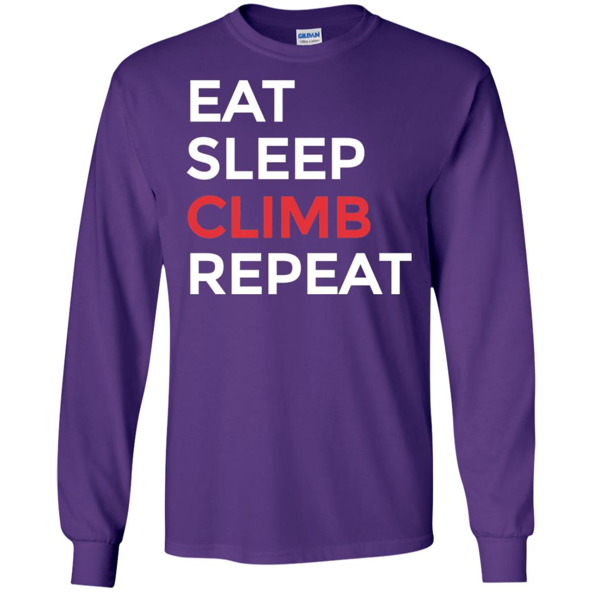 Eat Sleep Climb Repeat Mountain Climber Rock Climbing Shirt Purple