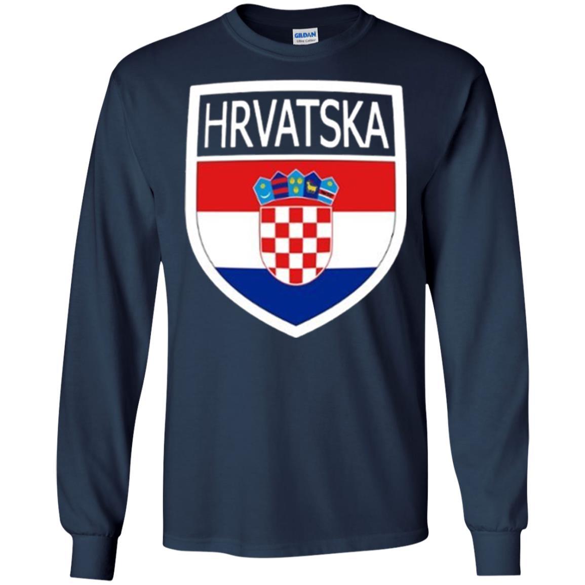 Croatia Shield T-shirt Hrvatska Patch Croatian Flag Badge Navy