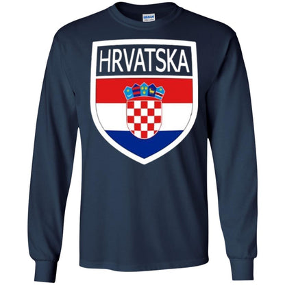 Croatia Shield T-shirt Hrvatska Patch Croatian Flag Badge Navy
