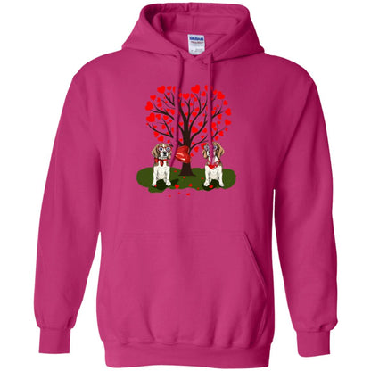 Valentine Beagle Couple Heart Tree Shirt Heliconia