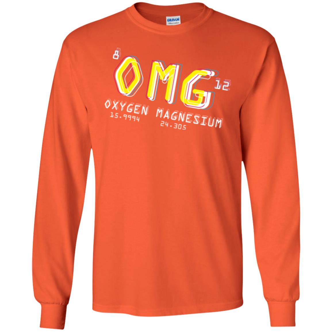 Funny Science Class T-shirt Omg Oxygen Magnesium Orange