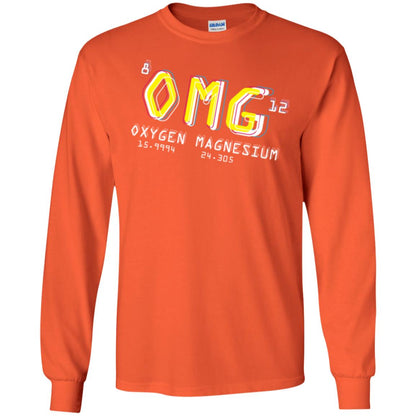Funny Science Class T-shirt Omg Oxygen Magnesium Orange