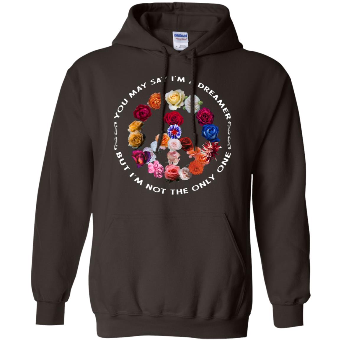 You May Say I_m A Dreamer But I_m Not The Only One Floral Peace Sign Shirt Dark Chocolate