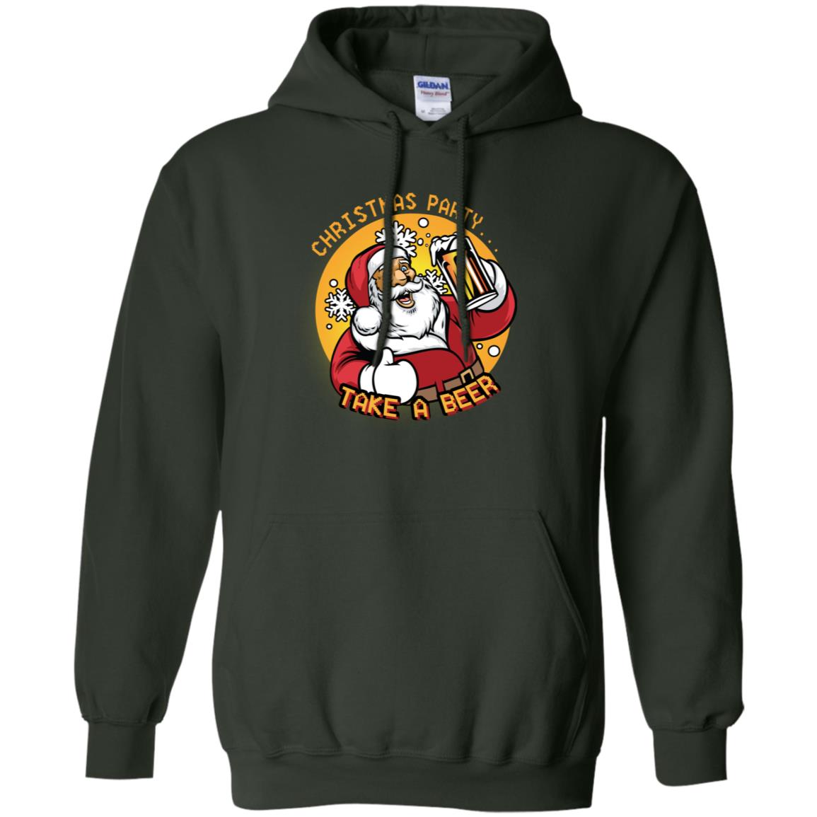 Christmas Party Take A Beer Santa X-mas Gift Shirt Forest Green