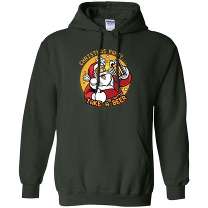 Christmas Party Take A Beer Santa X-mas Gift Shirt Forest Green