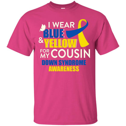 I Wear Blue And Yellow For My Cousin Down Syndrome Shirt Heliconia