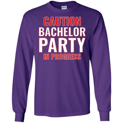 Funny Warning Caution Bachelor Party In Progress Purple