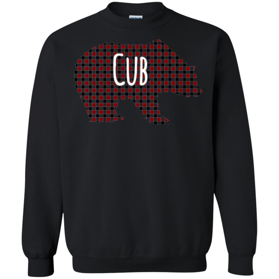 Family Christmas T-shirt Red Plaid Cub Bear Black