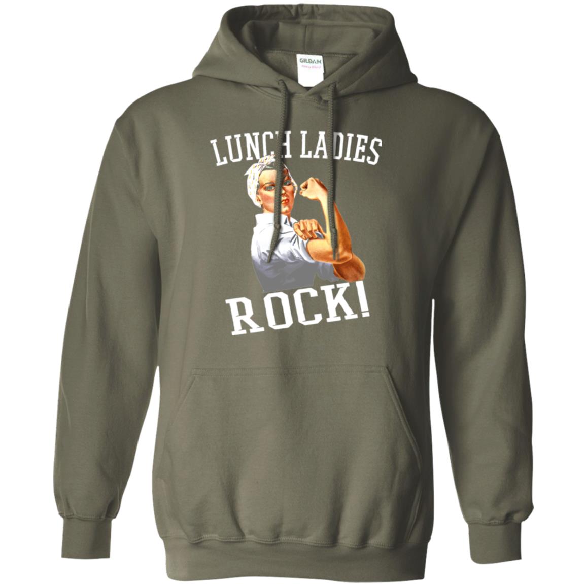 Lunch Ladies Rock Cafeteria Lunch Lady T-shirt Military Green