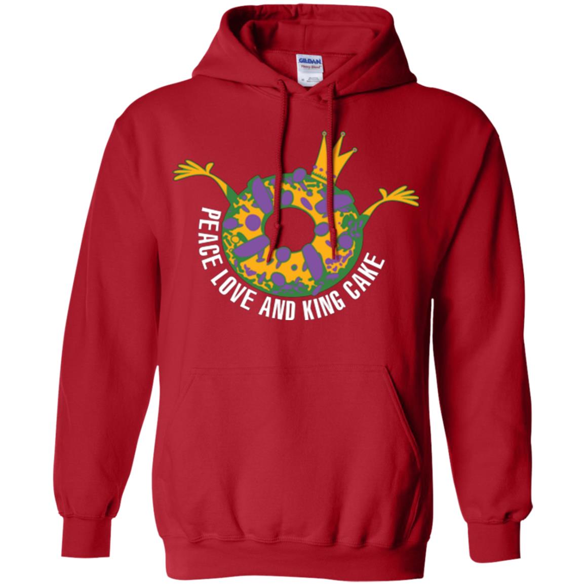 Mardi Gras T-shirt Peace Love And King Cake Red