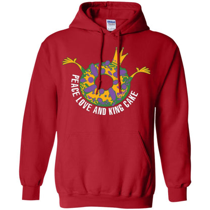 Mardi Gras T-shirt Peace Love And King Cake Red