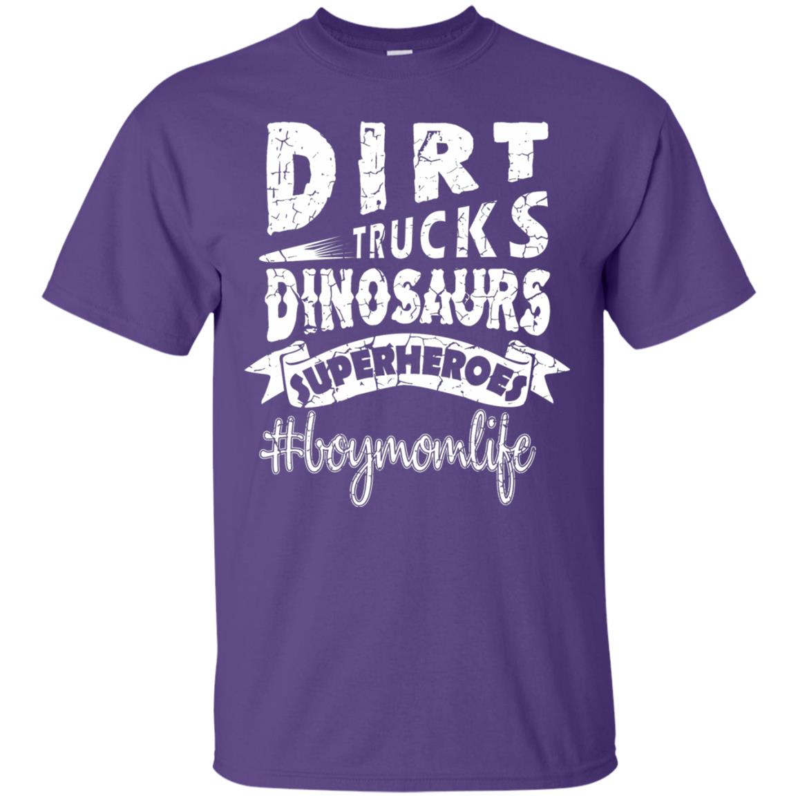 Dirt Trucks Dinosaurs Superheroes #boymomlife Family T-shirt Purple