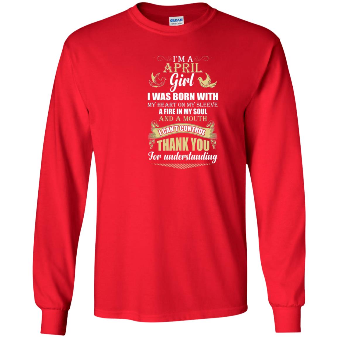 April Birthday Shirt Im A April Girl I Was Born With My Heart Red