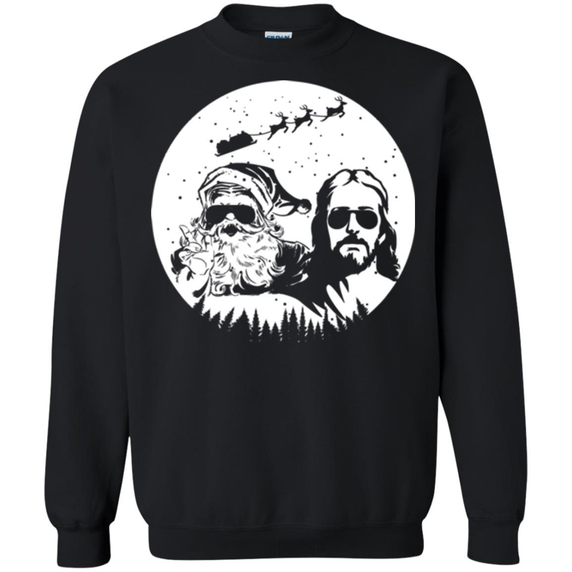 Christmas T-shirt Jesus And Santa Claus Black