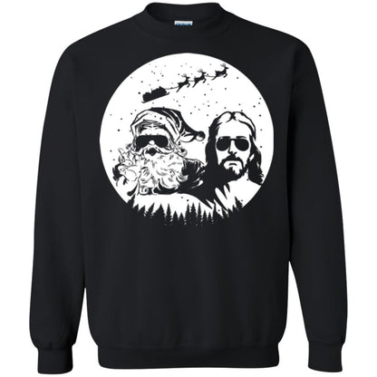 Christmas T-shirt Jesus And Santa Claus Black