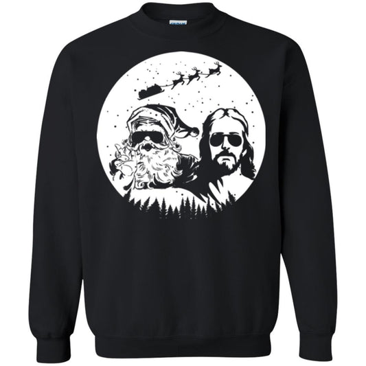 Christmas T-shirt Jesus And Santa Claus Black