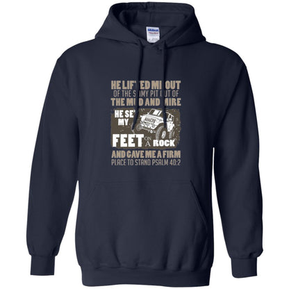 Christian T-shirt He Set My Feet On A Rock He Is My Jeep Navy