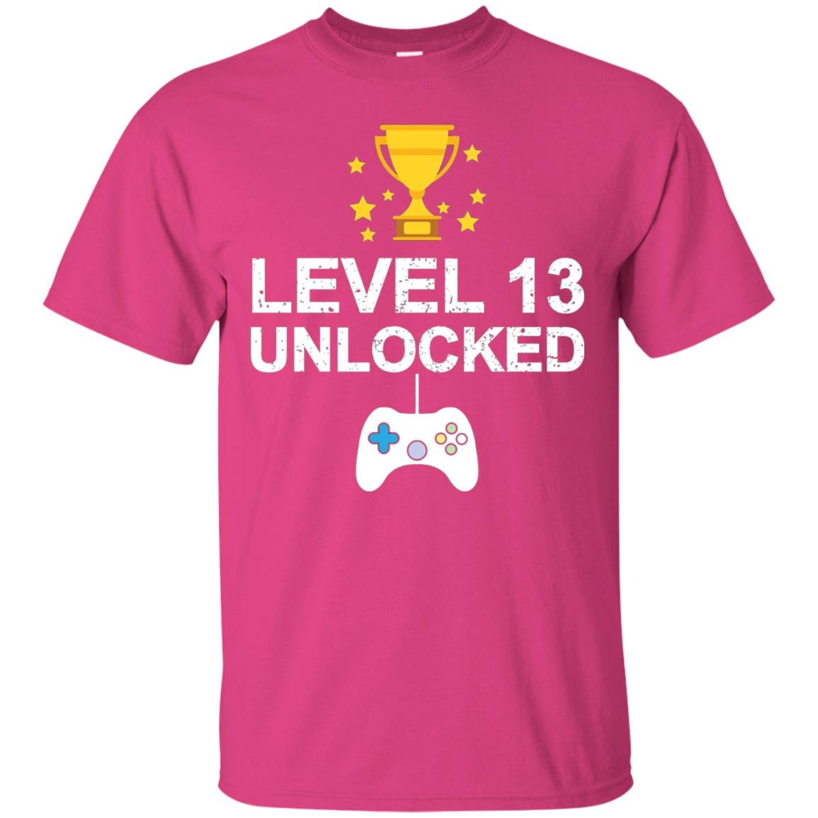Level 13 Unlocked Funny 13th Birthday T-shirt Heliconia