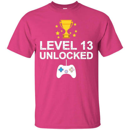 Level 13 Unlocked Funny 13th Birthday T-shirt Heliconia