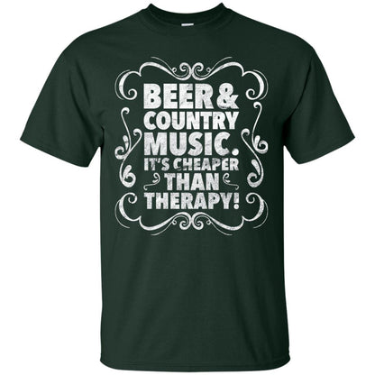 Beer Andcountry Music Its Cheaper Than Therapy Shirt Forest