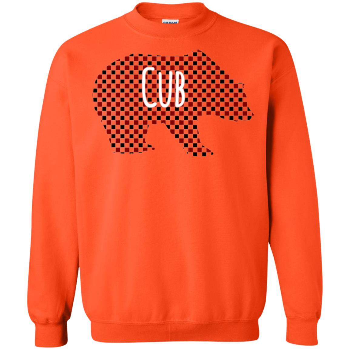 Family Christmas T-shirt Red Plaid Cub Bear Orange