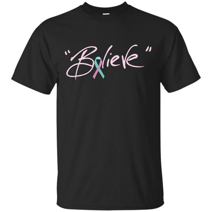 Thyroid Cancer Awareness Shirt Teal Pink Blue Ribbon Believe Black