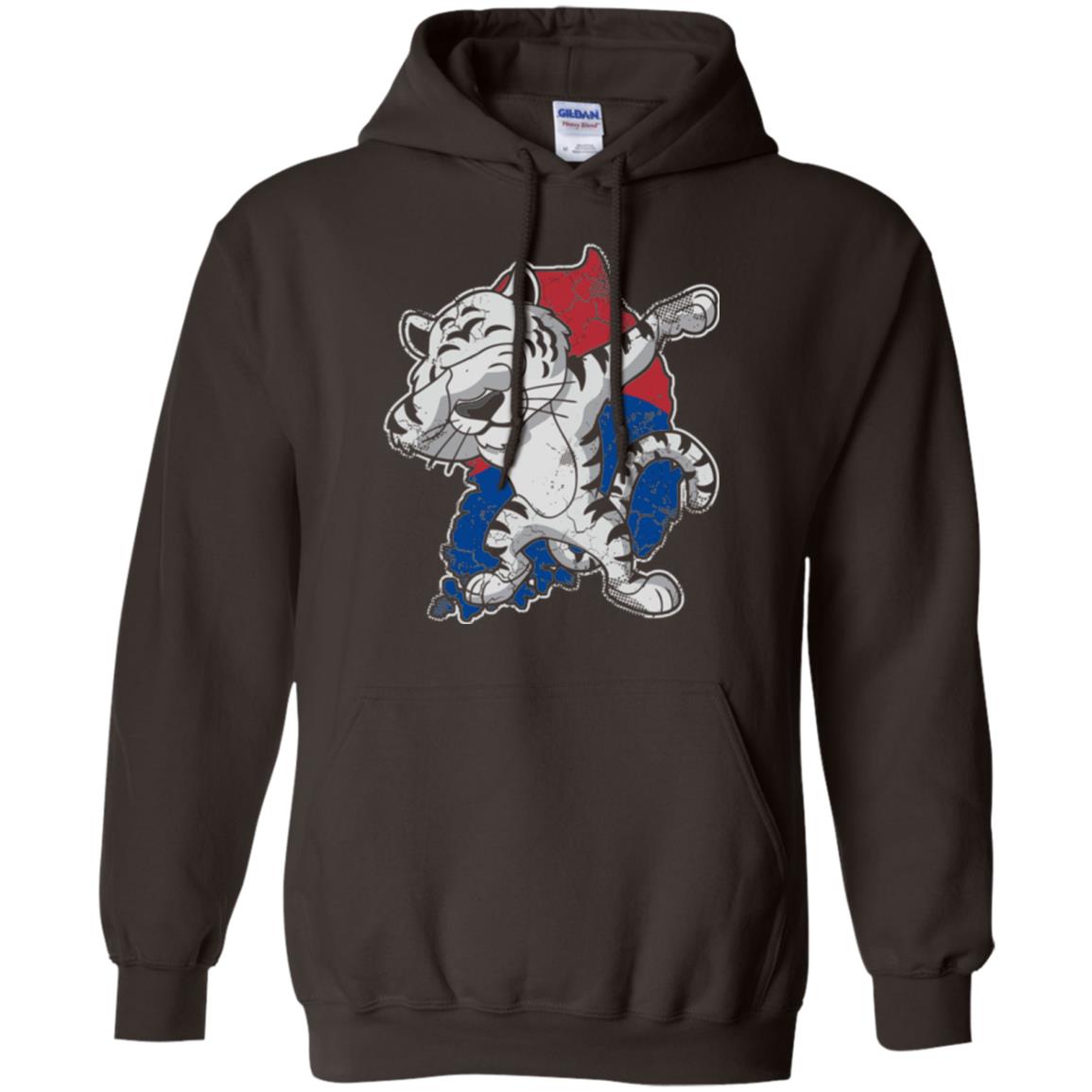 Dabbing White Tiger South Korea Flag T-shirt Dark Chocolate