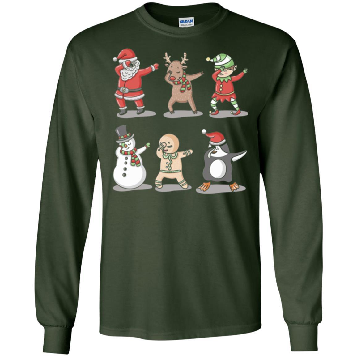 Christmas T-shirt Dabbing Santa Ugly Sweater Forest Green