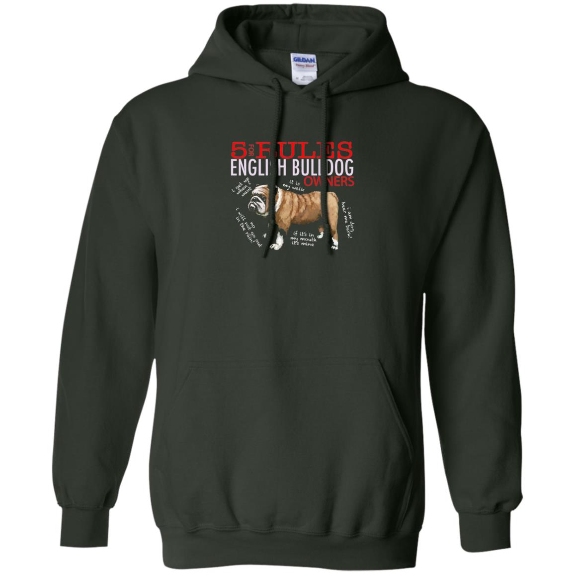 5 Rules For English Bulldog Owners Dog Lover Shirt Forest Green