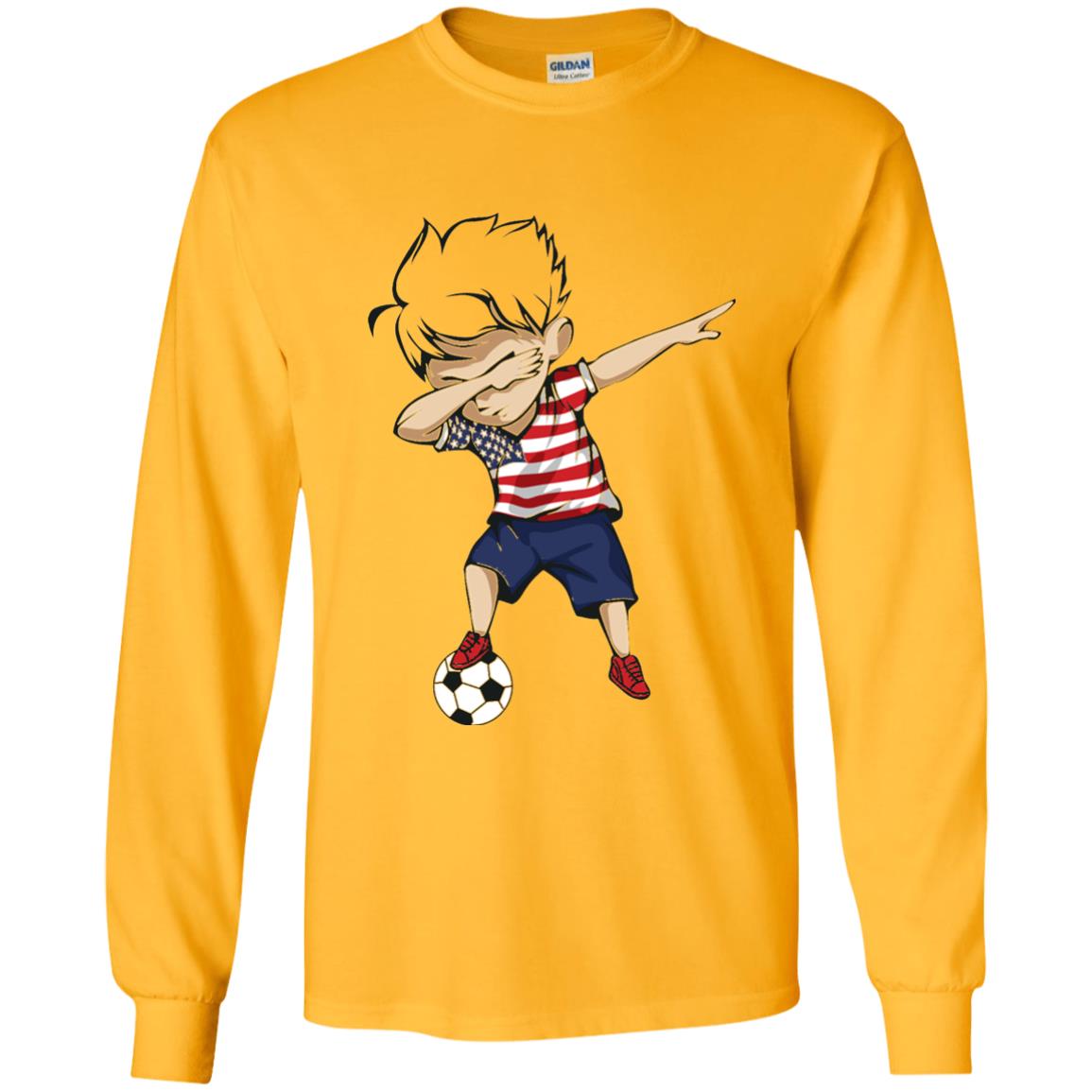 Dabbing Soccer Boy United States Jersey Shirt Usa Football Gold