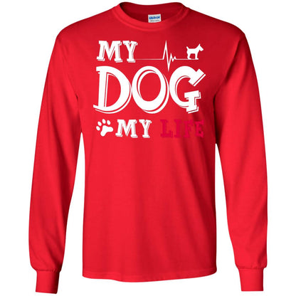 Dog Lovers T-shirt My Dog My Life Red